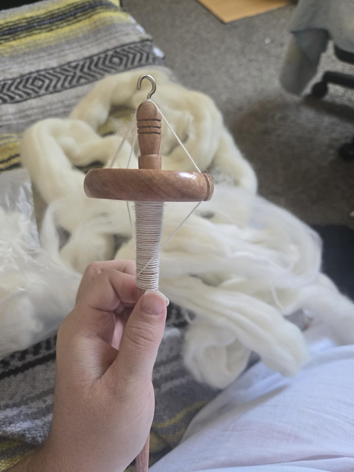 SAVINA Wooden Top Whorl Drop Spindle for Hand Spinning Wool Roving into Yarn, Hardwood Spinning Tool for Beginners and Experienced Spinners customer photo 1