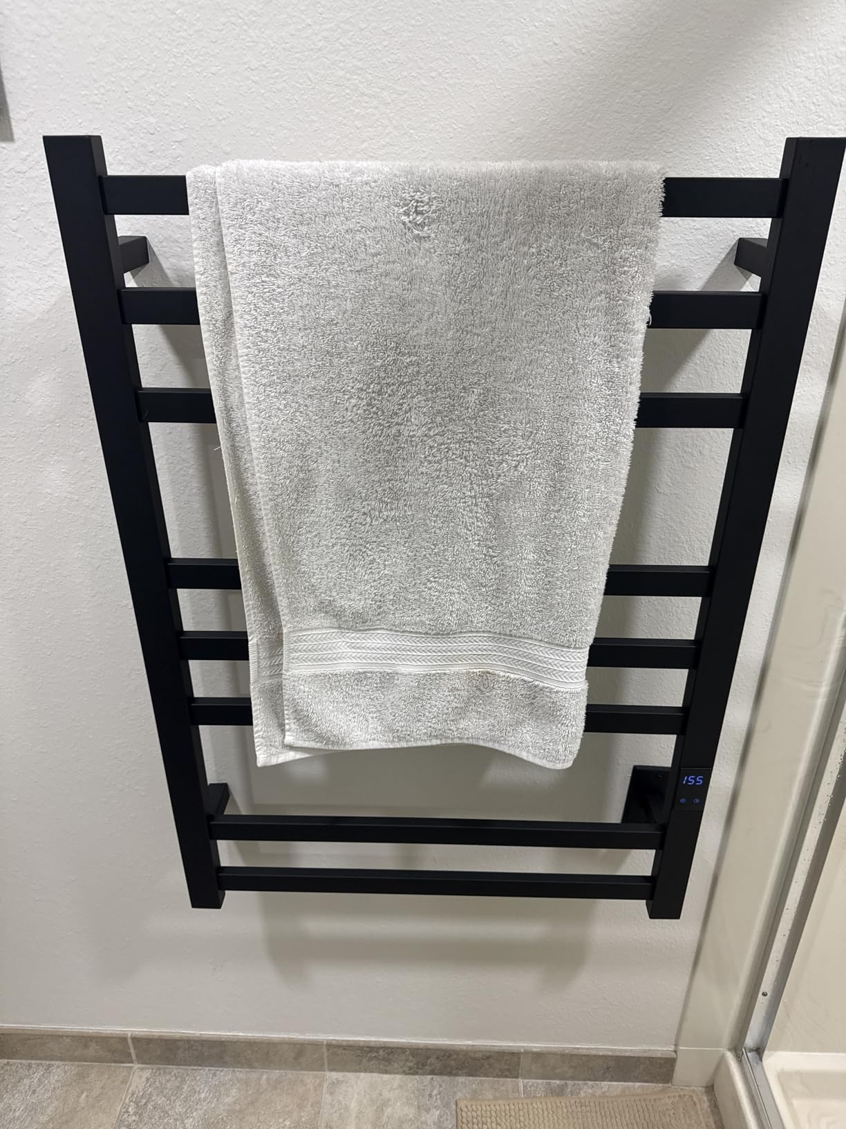 Heated Towel Rack, 8-Bar Wall Mount, Matte Black Stainless Steel | 304 Stainless Steel, 115-155°F Adjustable, 1-24H Auto Shut-Off Timer, Plug-in or Hardwired, 160W customer photo 2