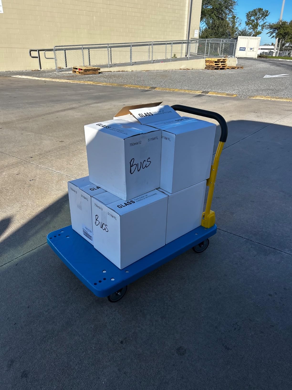 MaxWorks 50888 PP Foldable Heavy Duty Platform Truck Push Dolly 770-lbs Capacity Blue Platform with Yellow Handle customer photo 2
