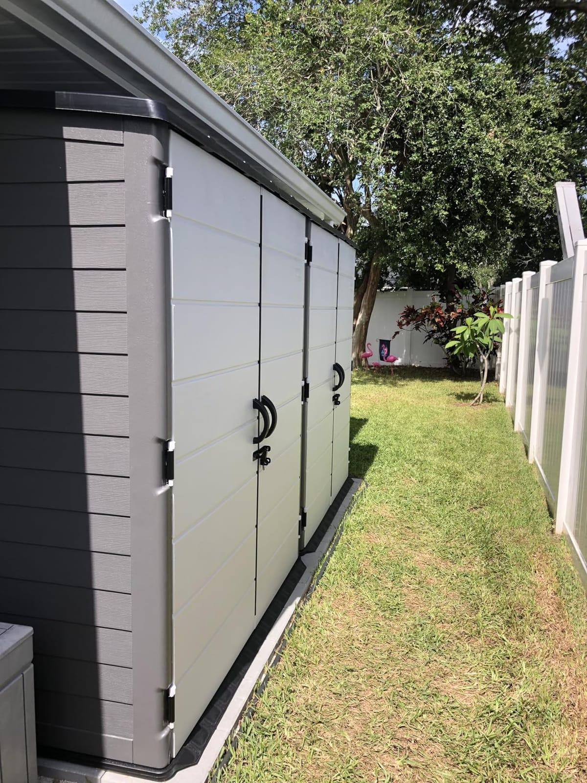 Suncast XL Vertical Storage Shed, 106 Cu Ft, Lockable Doors, Iron Ore Gray customer photo 1