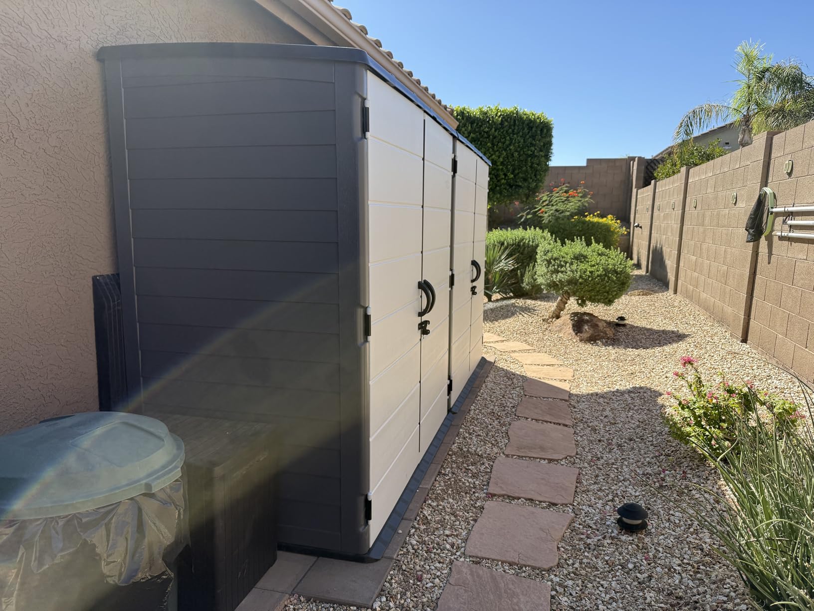 Suncast XL Vertical Storage Shed, 106 Cu Ft, Lockable Doors, Iron Ore Gray customer photo 2