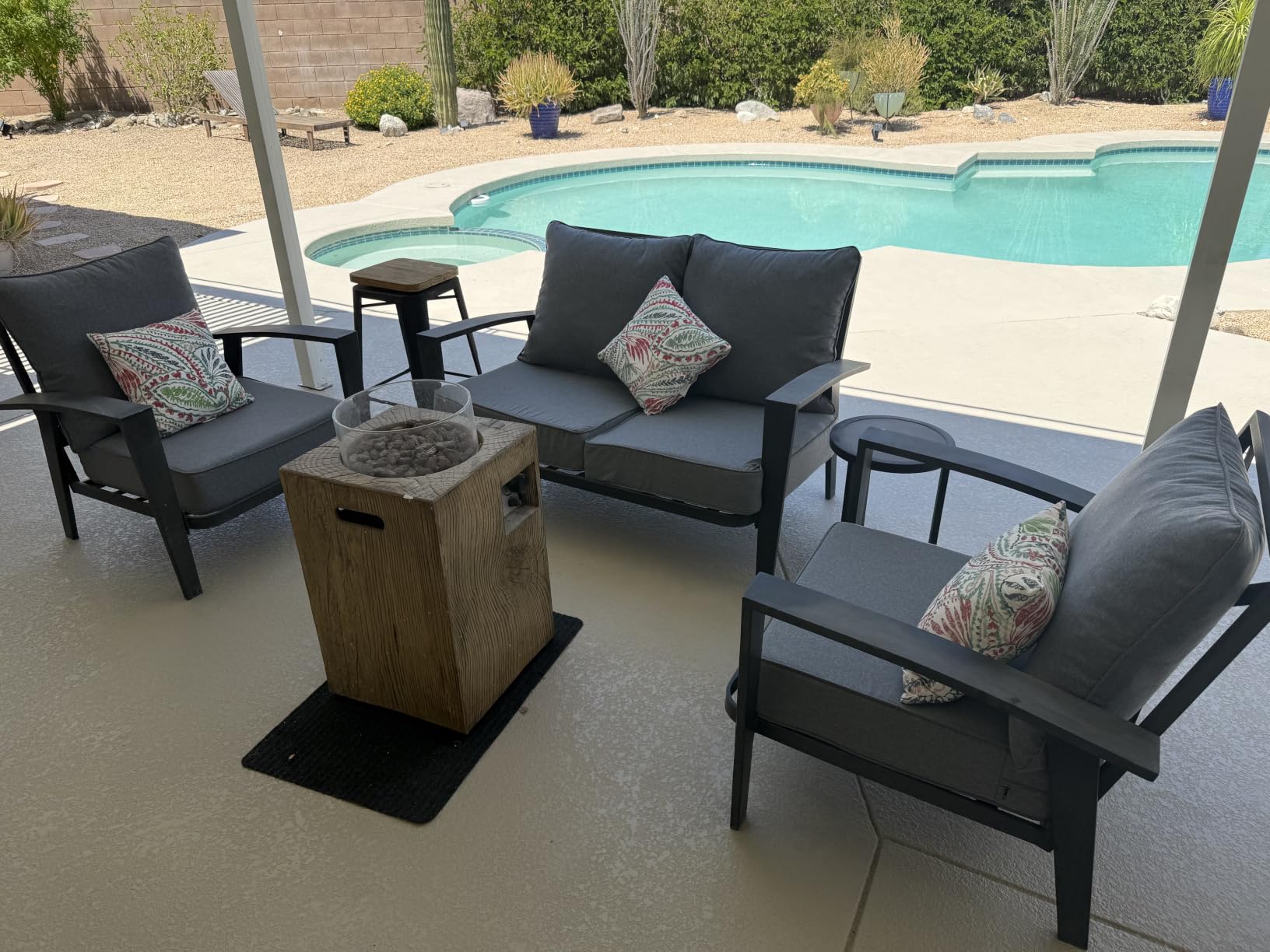 Outsunny Outdoor Chair Cushions Set of 4 Fade Resistant 24x24 in Navy Blue | Patio Cushions for Deep Seat Chair, Sofa, Outdoor Furniture customer photo 2