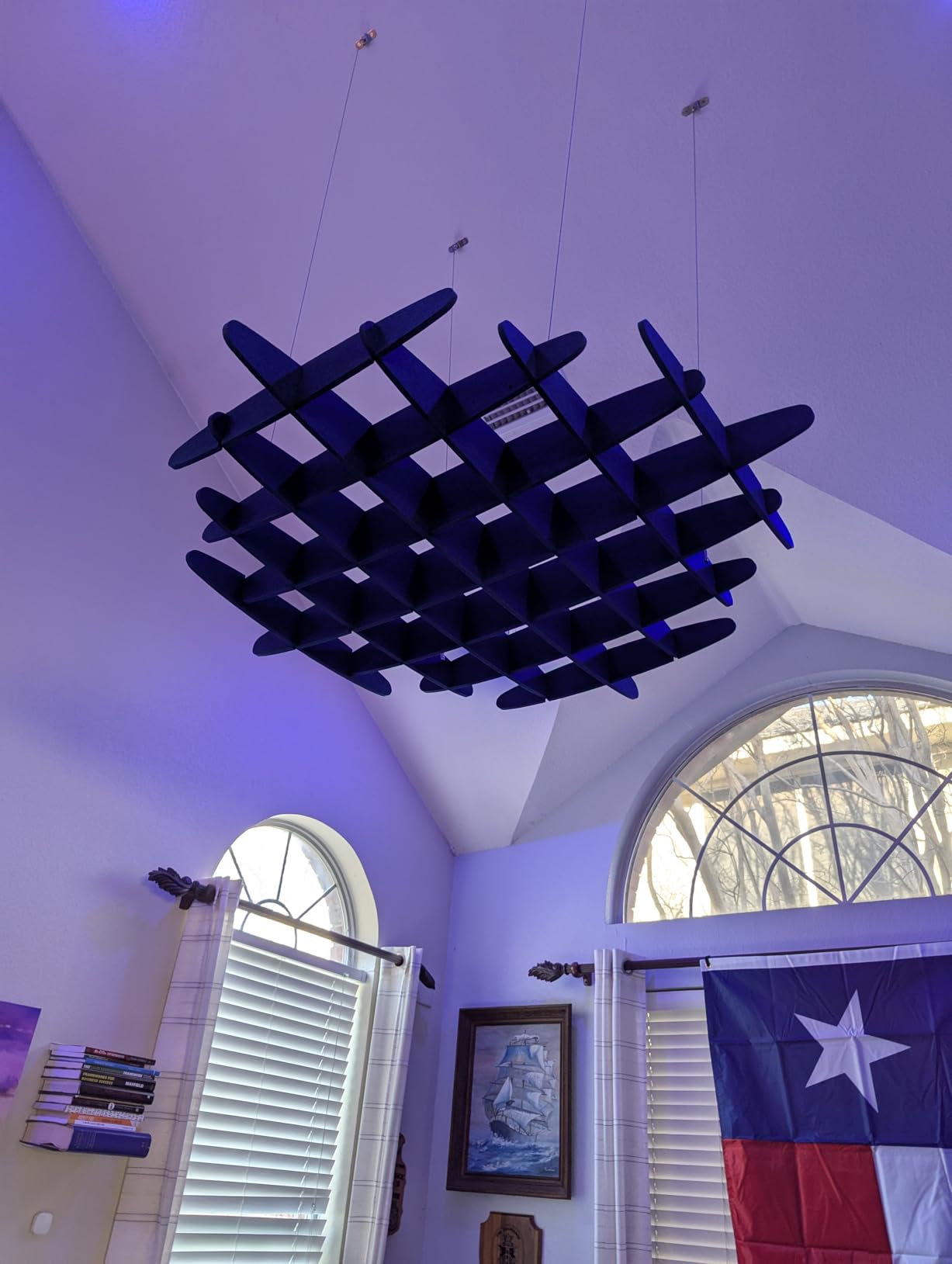 VIVO Light Gray Acoustic Ceiling Waffle Panel, PP-CW01G | Hexagonal Hanging Sound Absorber, Modern Noise Reduction Chandelier customer photo 1