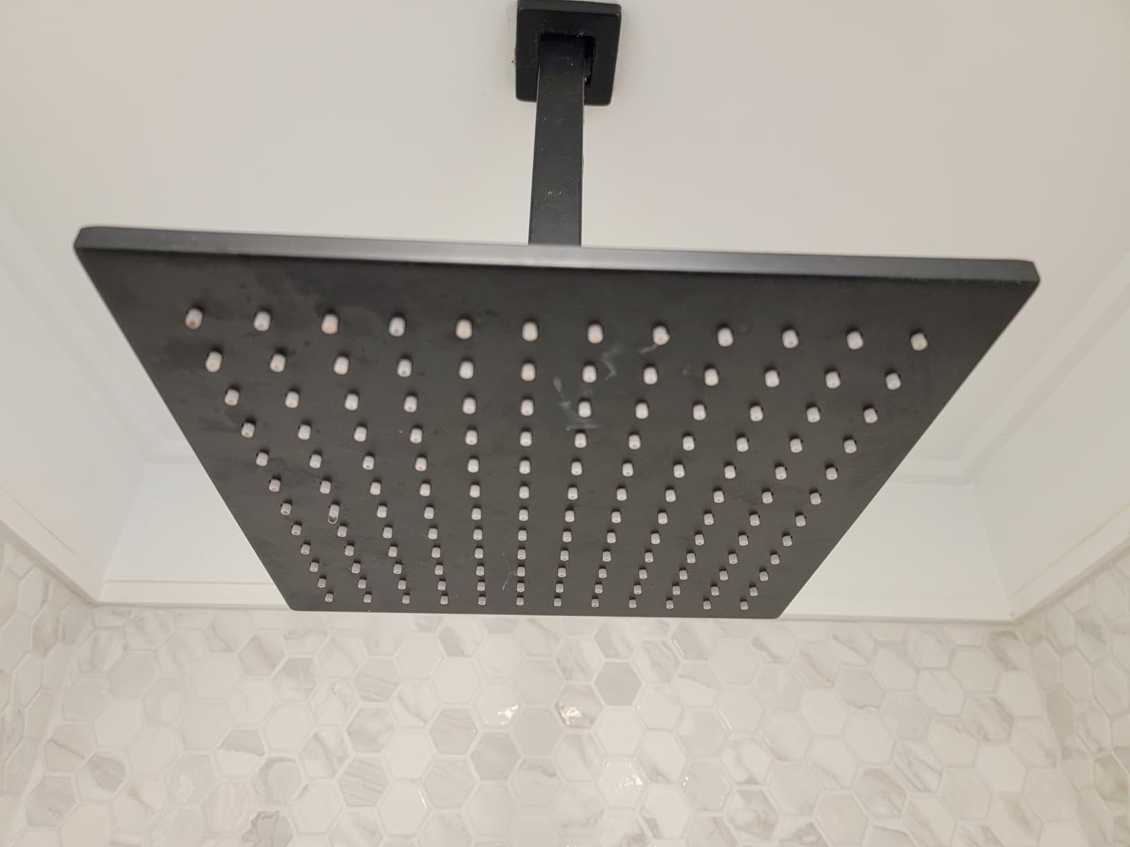 VANFOXLE Shower Faucet Set Matte Black Modern Shower System | Push Button Diverter, 10 Inch Ceiling Mount Rain Head Increased Thick, 6 Inch Side Head, 2-in-1 Handheld Sprayer customer photo 2