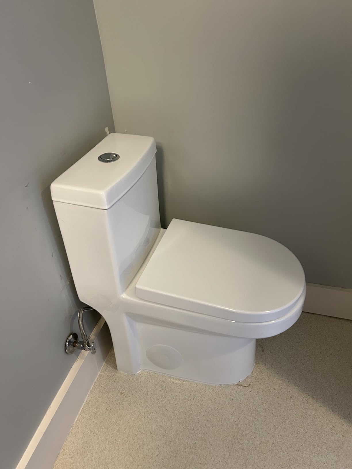 Compact One Piece Toilet for Bathroom, Space-Saving Powerful Dual Flush Round Small Toilets, Average 1.28 GPF, Skirted Design with Upgraded UF Quiet & Soft Close Seat (12