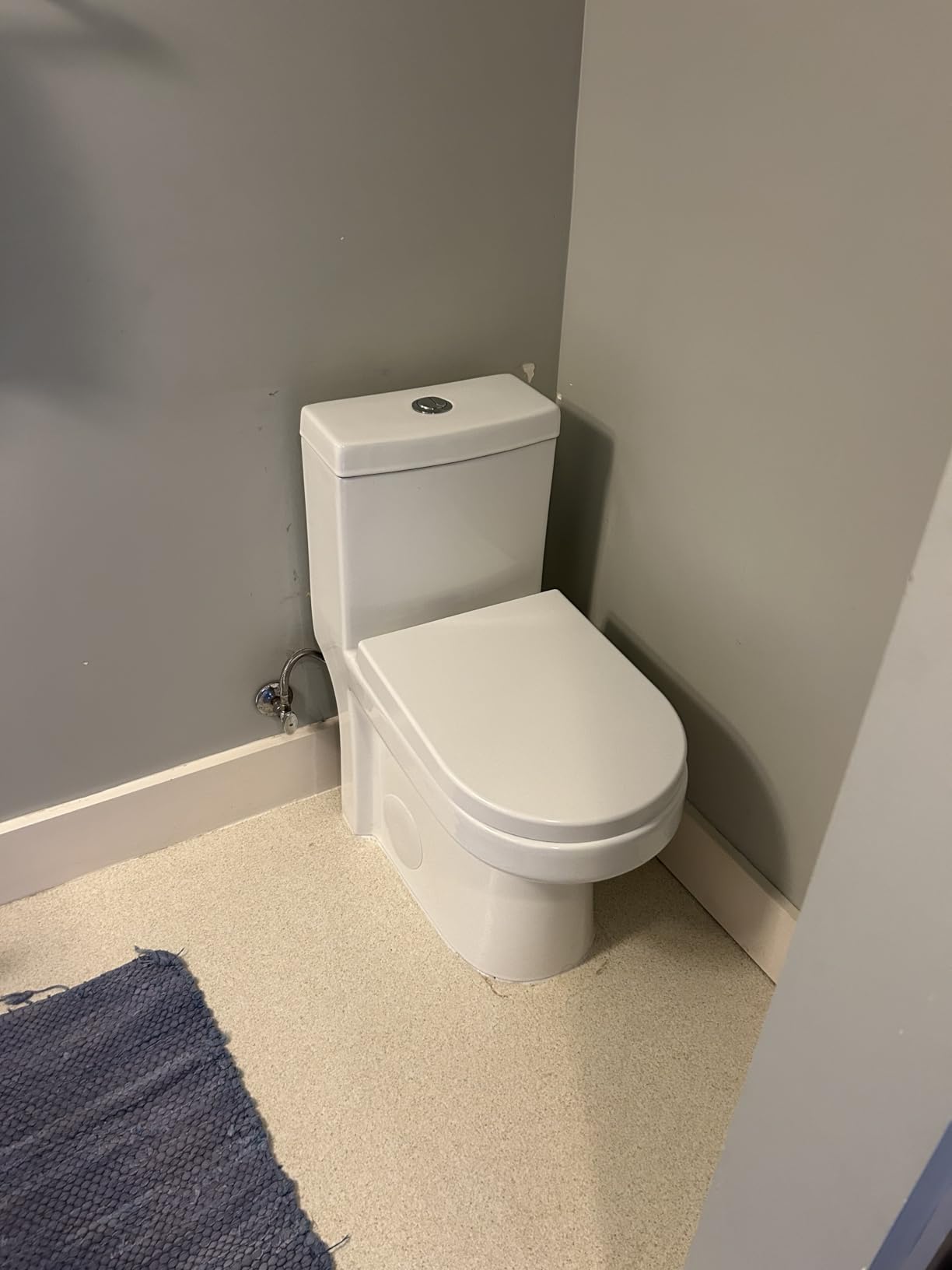 Compact One Piece Toilet for Bathroom, Space-Saving Powerful Dual Flush Round Small Toilets, Average 1.28 GPF, Skirted Design with Upgraded UF Quiet & Soft Close Seat (12