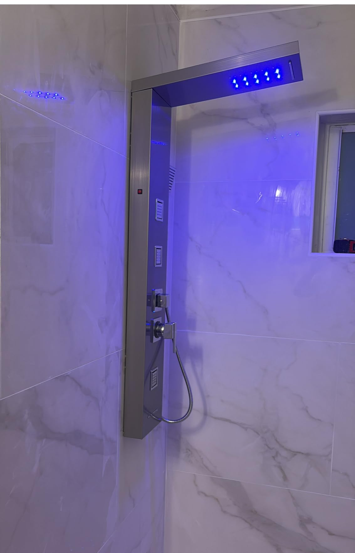 VEVOR Shower Panel, 6 Shower Modes, LED & Screen Hydroelectricity Shower Tower Panel System, Rainfall, Waterfall, 8 Massage Jets, Tub Spout, Handheld Shower, Stainless Steel Wall-Mounted Shower Set customer photo 1