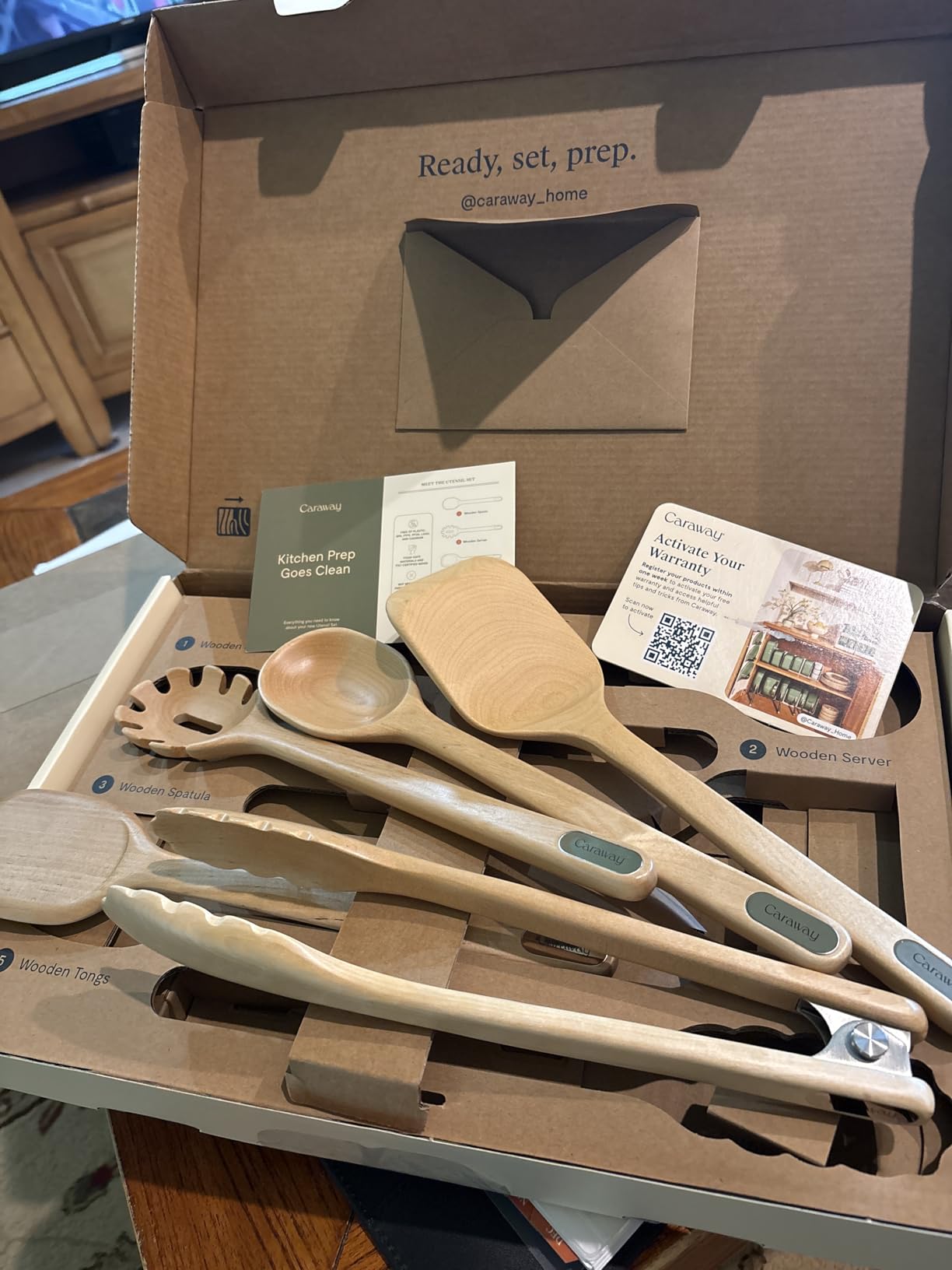 Caraway 5-Piece Wooden Utensil Set, Cooking Utensil Set | Spoon, Server, Scraper, Spatula, and Tongs, Made From FSC-Certified Birch Wood, No Microplastics customer photo 2