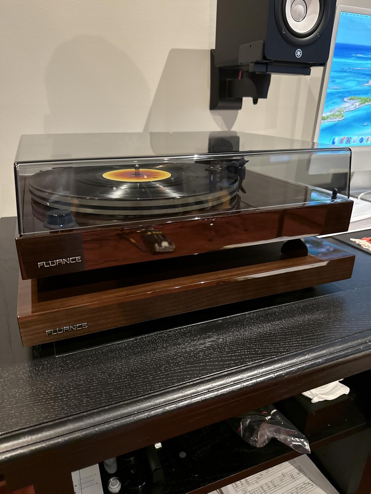 Fluance IB40 Turntable Isolation Base Anti-Vibration Wood Platform for Enhanced Sound Clarity and Superior Damping with Height Adjustable Feet, Bubble Level, Universal Compatibility- Natural Walnut customer photo 2