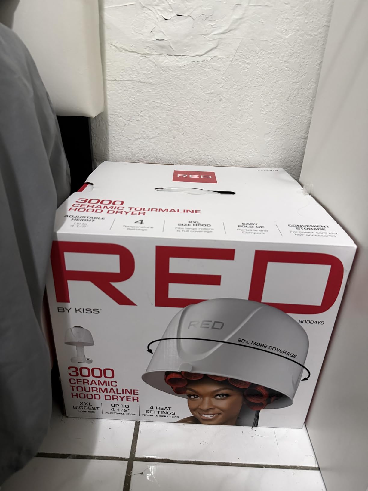 Red by Kiss 3000 Ceramic Tourmaline Professional Hood Dryer, 4 Heat Settings Blow Dryer for Home & Salon, Height Adjustable Convenient Big Hood Size Extra Coverage (1875 Wattage) customer photo 2