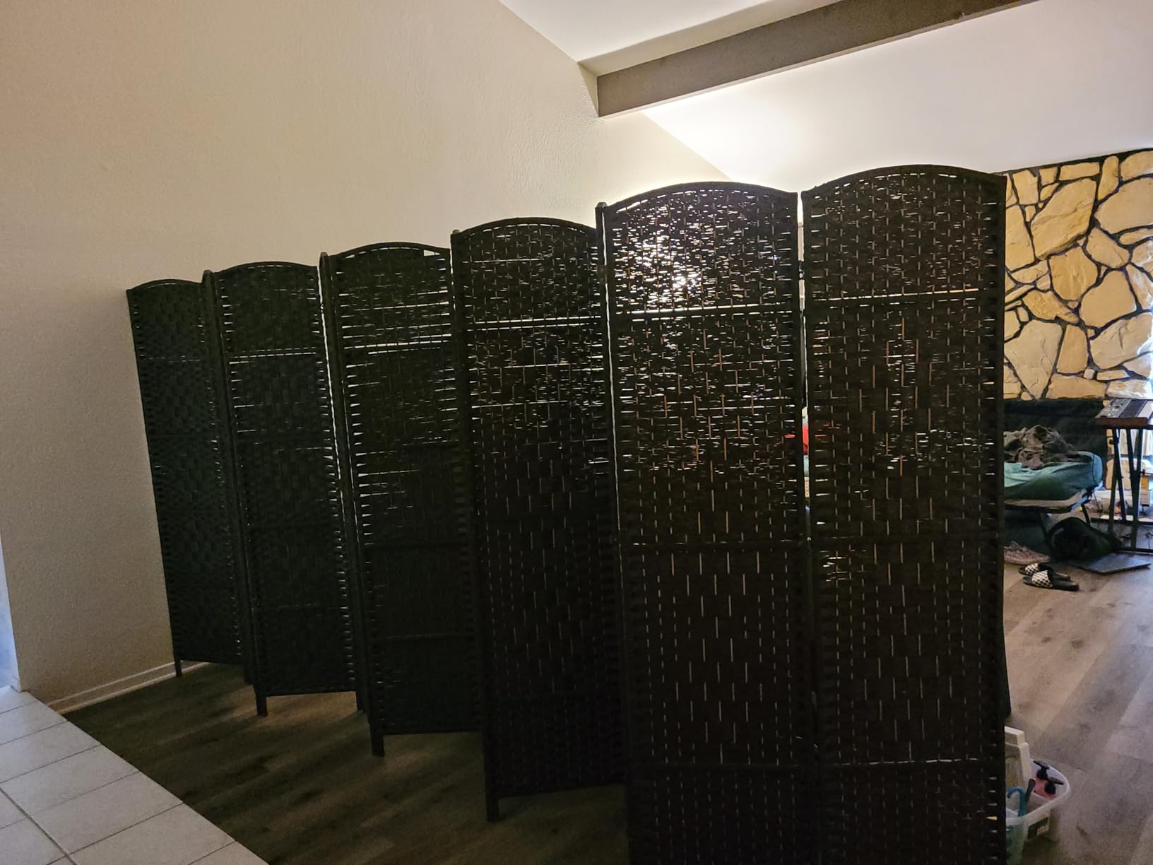 HALLYBEE Room Divider for Space Separation, Room Dividers and Folding Privacy Screens, 6ft Wall Partitions, Privacy Screen, 16in Folding Panel Separation 8 Panel, Dark Mocha customer photo 2