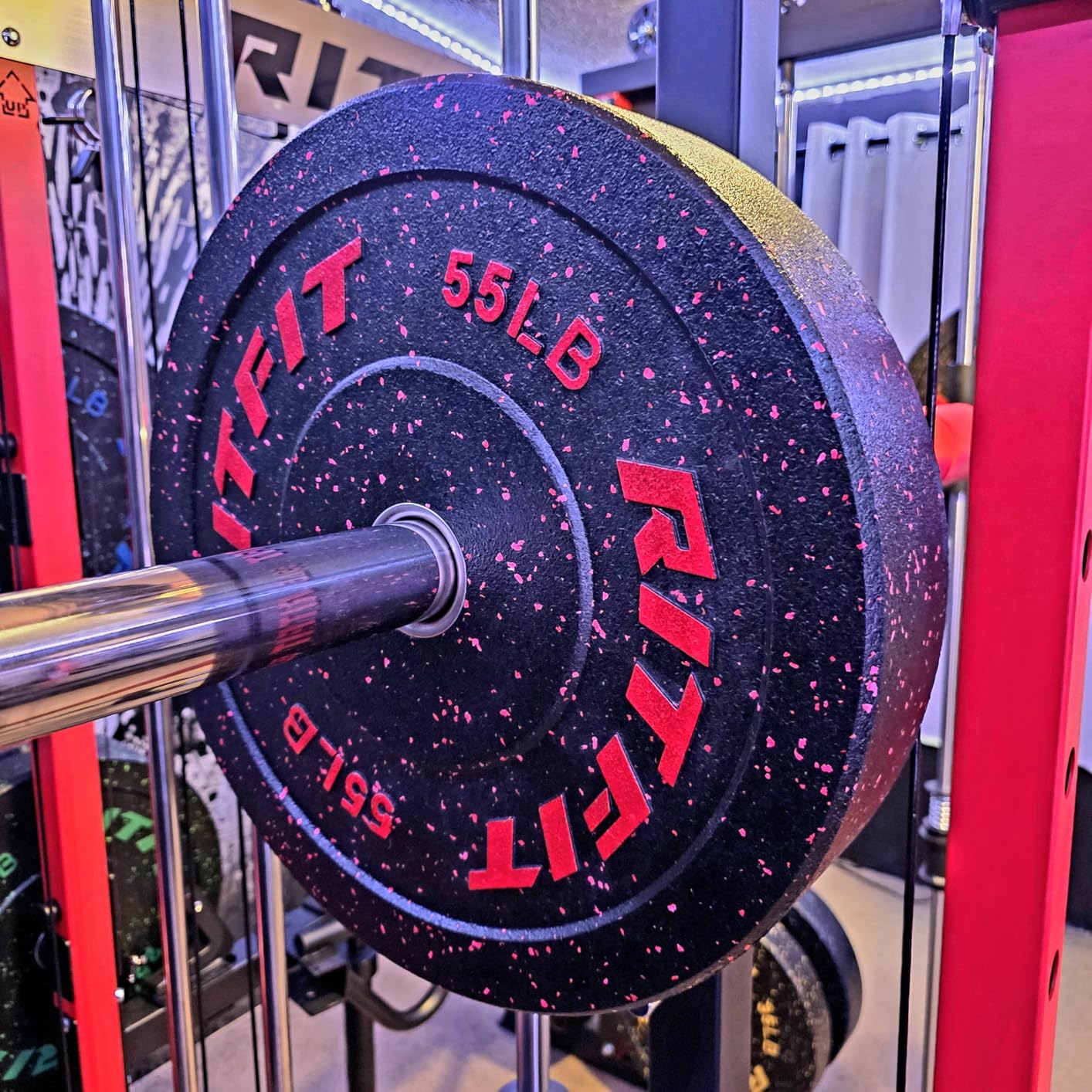 RitFit Bumper Plates, Colored Fleck-Rubber Weight Plates with Steel Insert, 2-inch Olympic Weight Plates for Weight Lifting and Strength Training customer photo 1