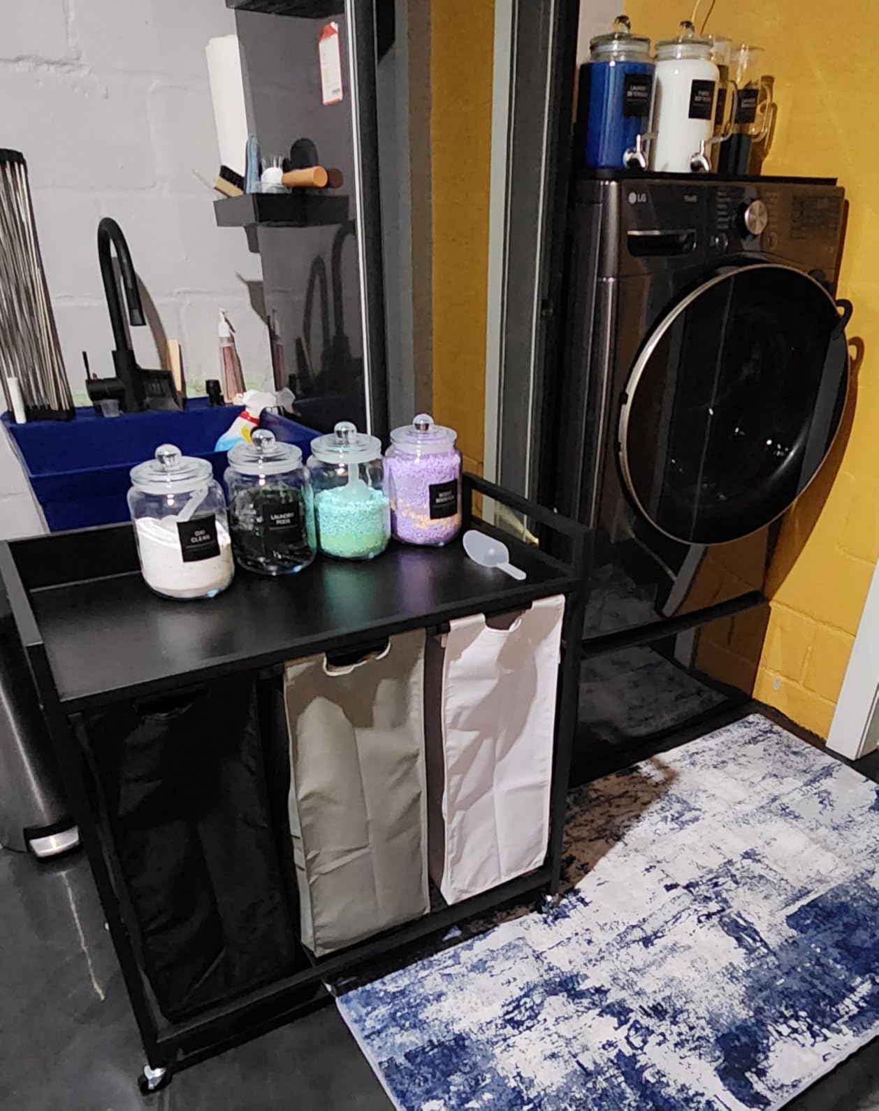 Herture Laundry Hamper with Shelf, Laundry Basket 4 Section, Laundry Sorter with Pull-Out Removable Large 4 Color Bags and Movable Wheels, Metal Frame, 4 x 15.87 Gallons (60L), Rustic Brown customer photo 1
