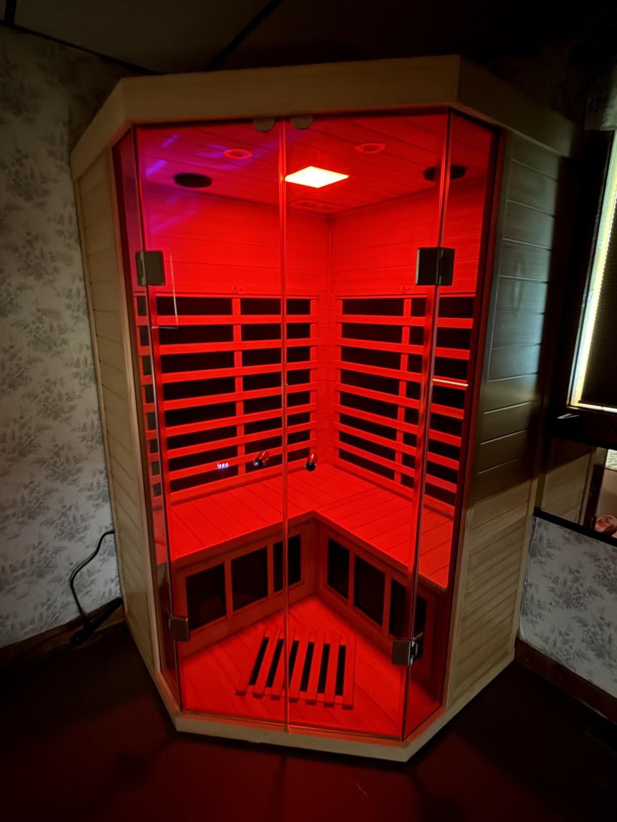 Red Cedar 4 Person Outdoor Ultra-Low EMF (0.5mg) Infrared Sauna, Multi-Person Home Sauna spa, 2160w, 12 Heating Panels, LCD Control Panel, Bluetooth Speaker, Chromotherapy Lights, Reading lamp customer photo 1
