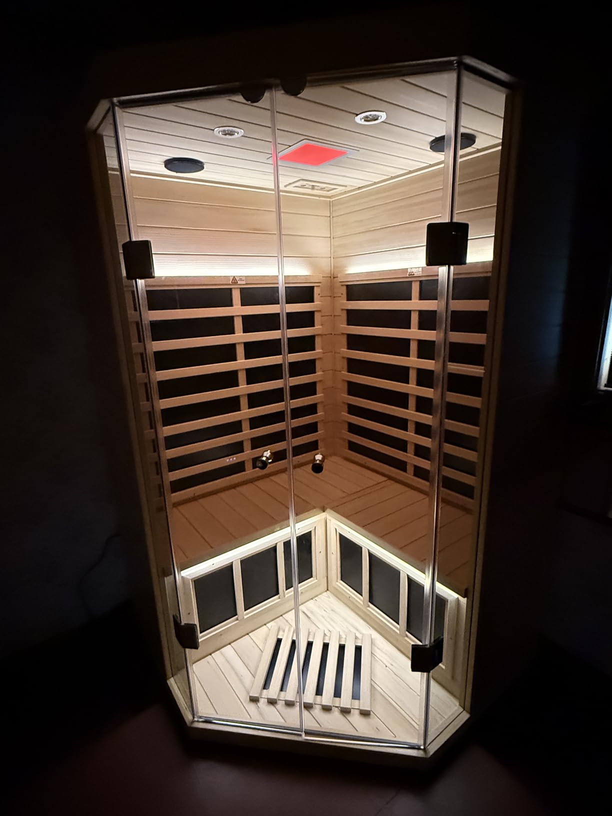 Red Cedar 4 Person Outdoor Ultra-Low EMF (0.5mg) Infrared Sauna, Multi-Person Home Sauna spa, 2160w, 12 Heating Panels, LCD Control Panel, Bluetooth Speaker, Chromotherapy Lights, Reading lamp customer photo 2