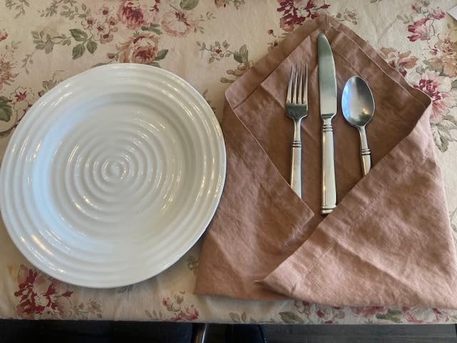 100% Pure French Linen Dinner Napkins (Natural, 20x20 Inch) | Natural Linen Cloth Napkins Stone Washed Eco-Friendly & Soft, Set of 4 customer photo 2