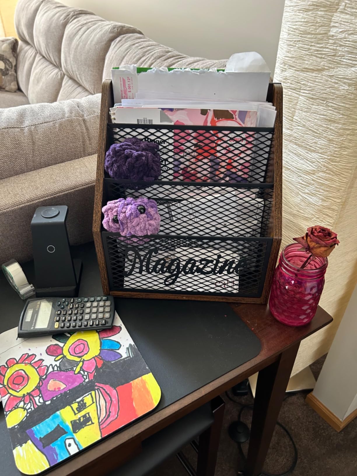 YINMIT Magazine Holder, Stepped 3 Tier Magazine Rack Floor, Magazine Storage Basket, Folder Organizer Bin for Magazines,Books,Newspapers,Tablets customer photo 2