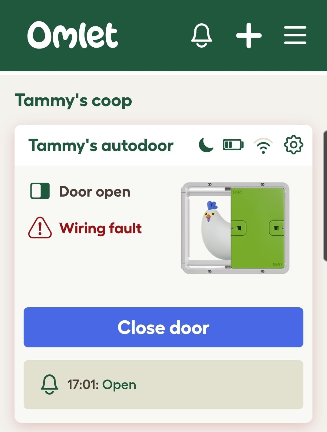 Omlet Smart Automatic Chicken Coop Door Opener | WiFi & App Control | Light Sensor or Timer | Built-In Safety Sensors | Weatherproof | Battery or Plug-In Power | Alexa & Google Home Compatible | Green customer photo 2