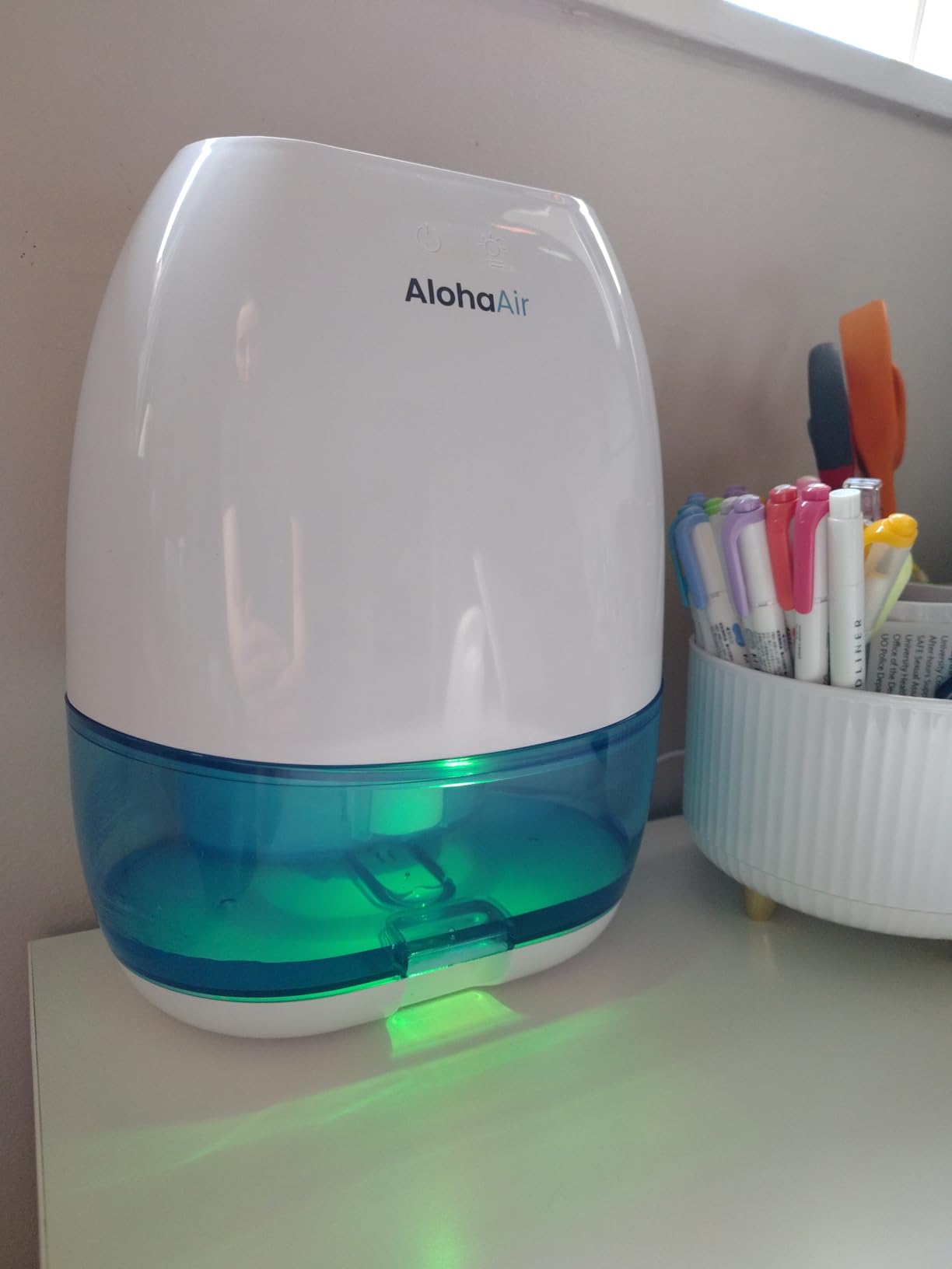 AlohaAir Small Dehumidifier for Home & Bedroom, Auto Shut Off, 34 OZ, White | 200 Sq.Ft, Portable Compact, for Bathroom & RV, 35dB Ultra Quiet, 0.96KWh/Day Low-Power, 7-Color Night Light customer photo 2