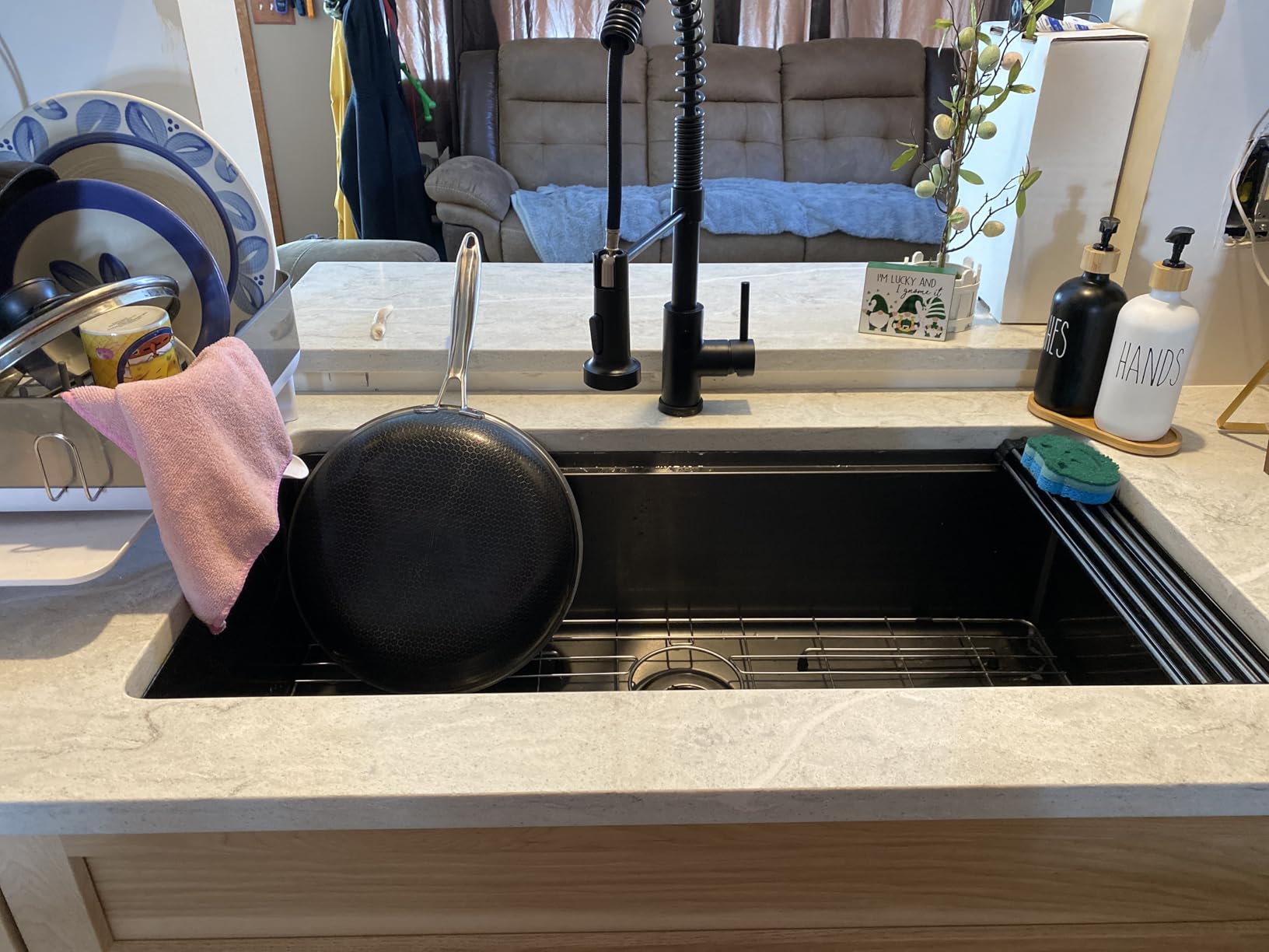 Sarlai 33 Kitchen Sink Undermount Black Workstation Under-Mount Sinks 33x19 | 16 Gauge Stainless Steel 10 Inch Deep Gunmetal Black Single Bowl Under Counter Kitchen Sinks Round Corner,Durable, Easy Clean customer photo 1