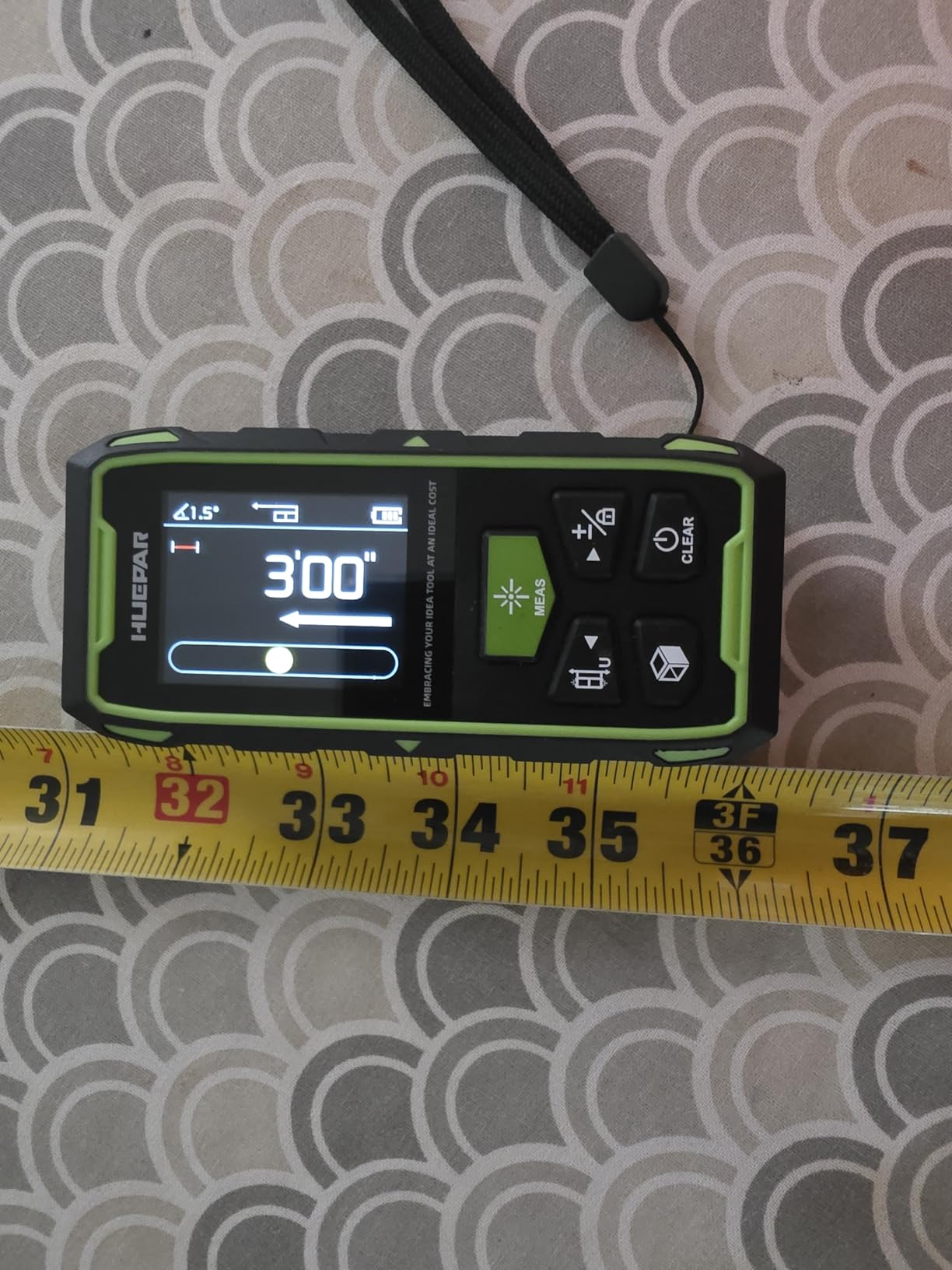 Huepar Dual Laser Measuring Tool, 656Ft Green-Beam Bilateral Digital Laser Distance Measure customer photo 1
