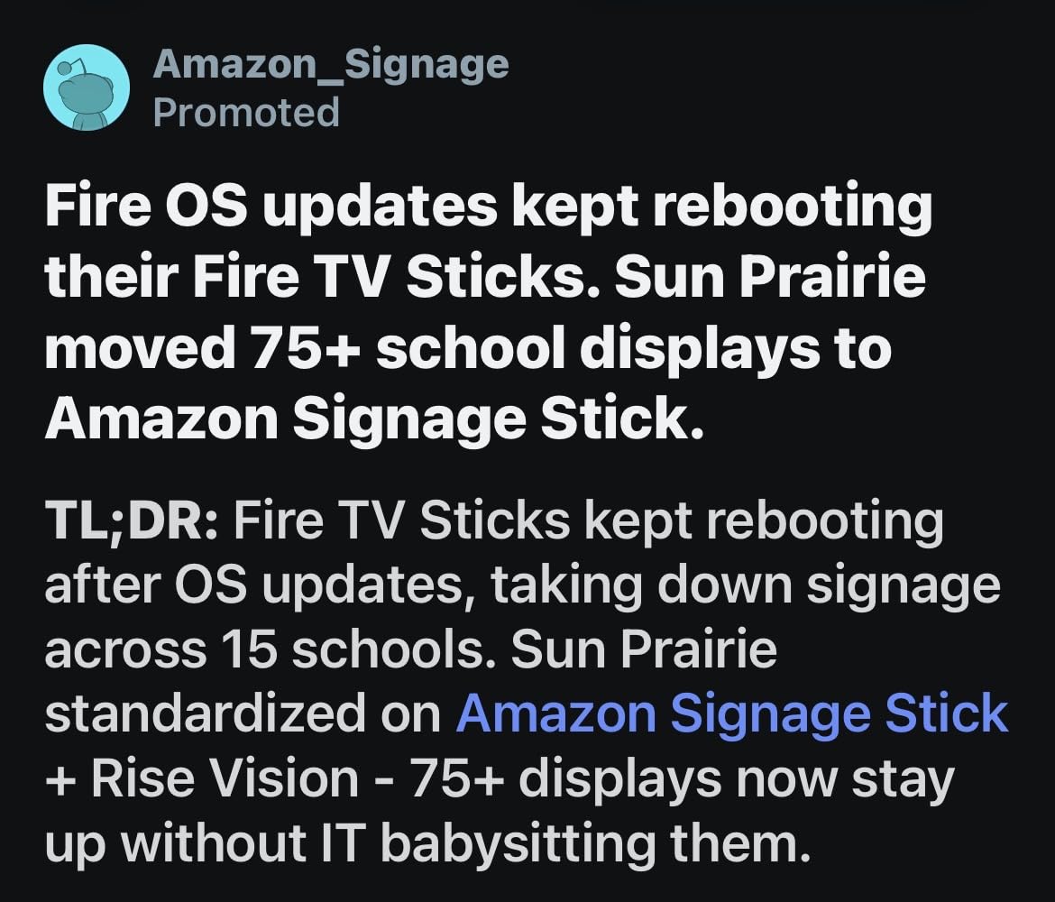 Amazon Signage Stick - Professional Digital Signage 4K Media Player - Designed for Businesses of All Sizes, Easy Setup with free Mobile App, and CMS Compatibility customer photo 2