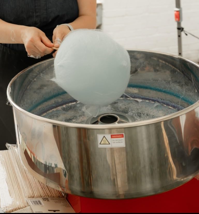 VEVOR Electric Cotton Candy Machine Cart, 1000W Commercial Floss Maker w/Stainless Steel Bowl, Sugar Scoop and Drawer - Red customer photo 1