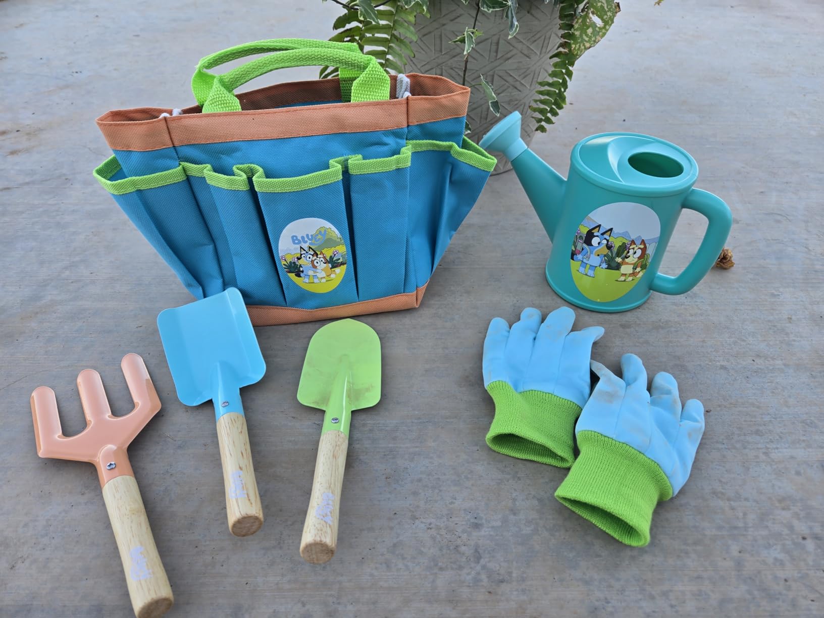 BLUEY Gardening Set | Quality Garden Tool Kit for Kids and Toddlers | Includes Watering Can, Gloves, Two Shovels, Rake and Tote Bag customer photo 2