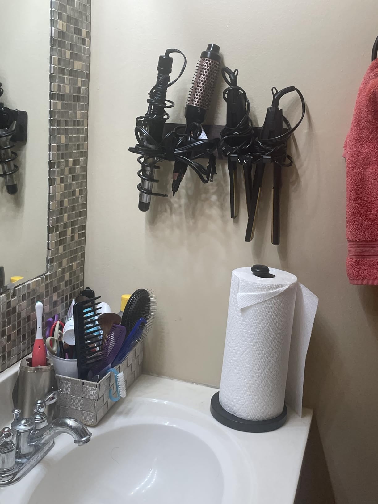Tindbea Hair Dryer Holder Wall Mount Aluminum Alloy Hot Tools Organizer (Matte Black) customer photo 1