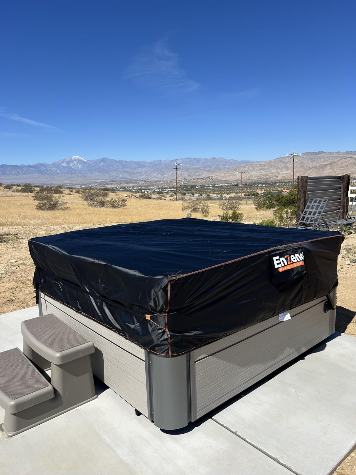 Enzeno Outdoor SPA Hot Tub Cover Waterproof Square 86 x 86 inch fit 84 x 84 or 83 x 83 or 82 x 82 or 7 ft x 7 ft 420D Heavy Duty Cub Hot Tub Lid Protectors Protective Cover Cap customer photo 2
