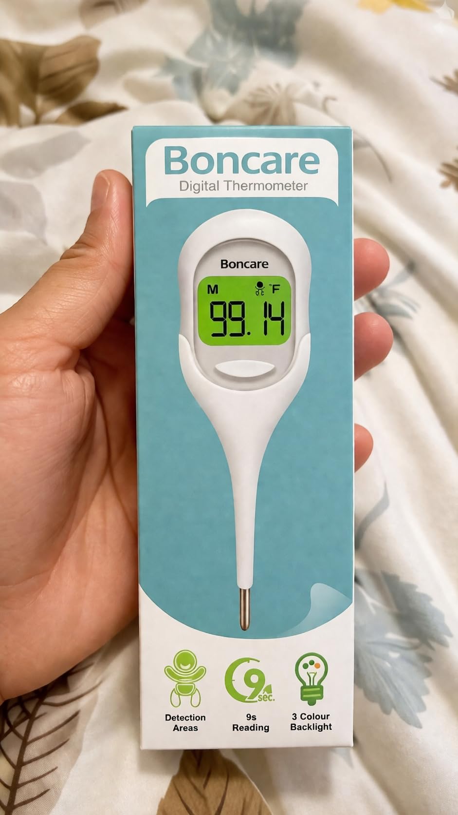 Boncare 9 Seconds Basal Body Thermometer for Ovulation (Rice-White) | Oral Thermometer for Adults and Kids - Accurate Rectal Thermometer, with Fever Alarm and Large Display customer photo 2