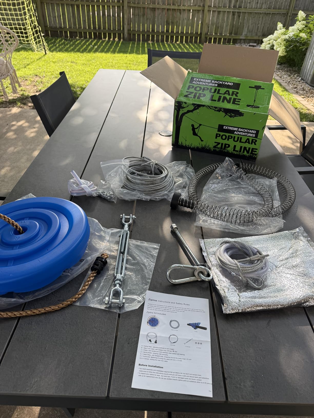 X XBEN Zip line Kits for Backyard 65FT, Ziplines for Kids and Adults | Included Swing Seat, Ziplines Brake, and Steel Trolley, Outdoor Playground Equipment, ASTM/CPC, Easy Setup, Gift Package customer photo 2