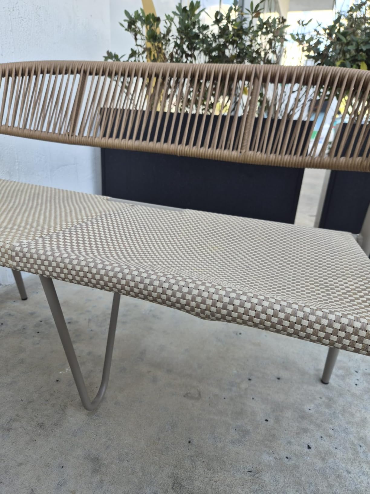 4 Pcs Stackable Patio Dining Chairs, Aluminum Rattan Outdoor Dining Chair with Arms, Woven Rope Garden Armchair Metal No Assembly for Bistro Balcony Porch Deck Yard Cafe Restaurant, Light Brown customer photo 1