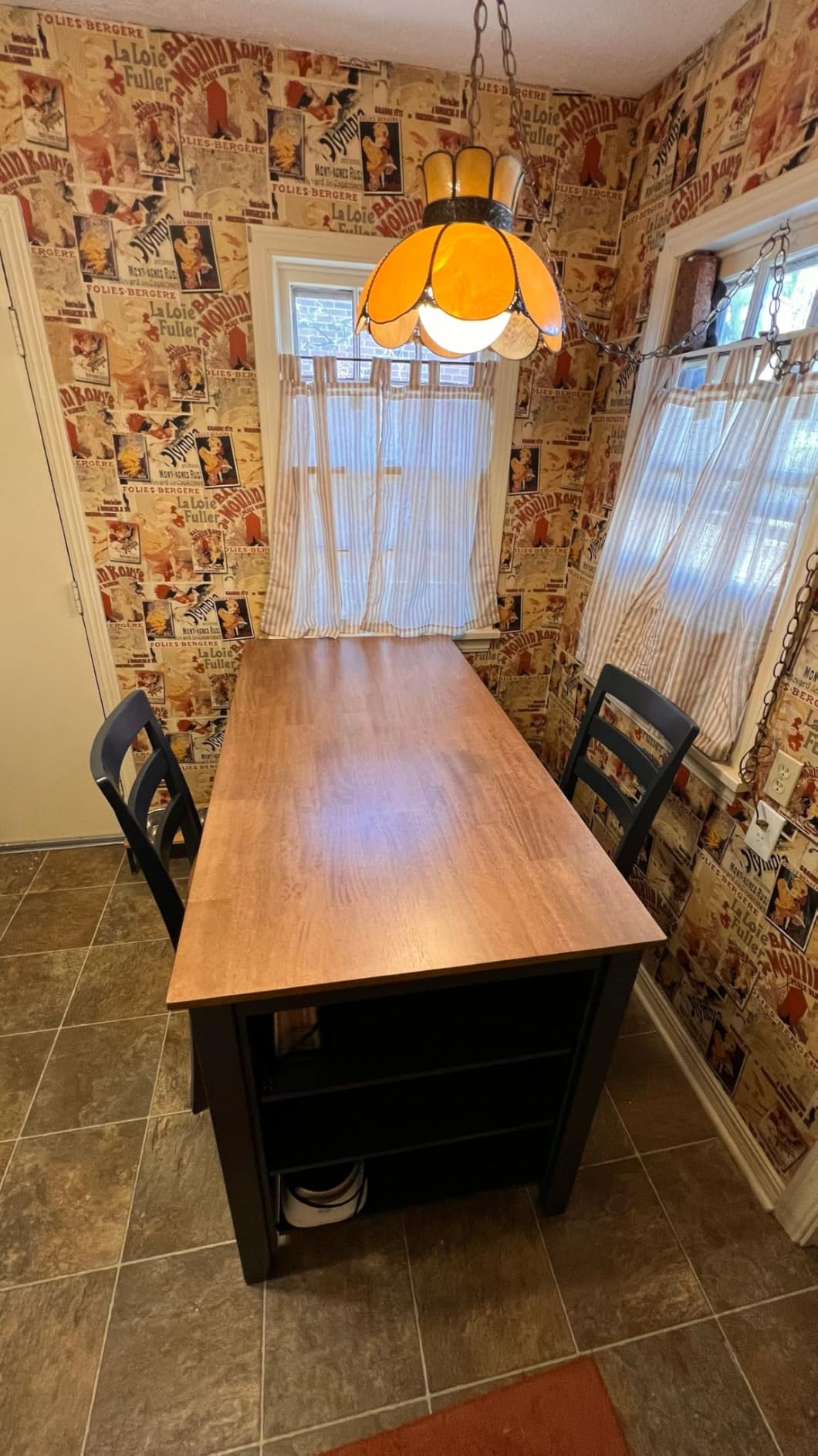 Signature Design by Ashley Gesthaven Counter Height Dining Table, 60-Inch | Space-saving 60-inch rectangular frame, 3 side storage shelves, Two-tone mango and brown finish, Seats up to 4 customer photo 1