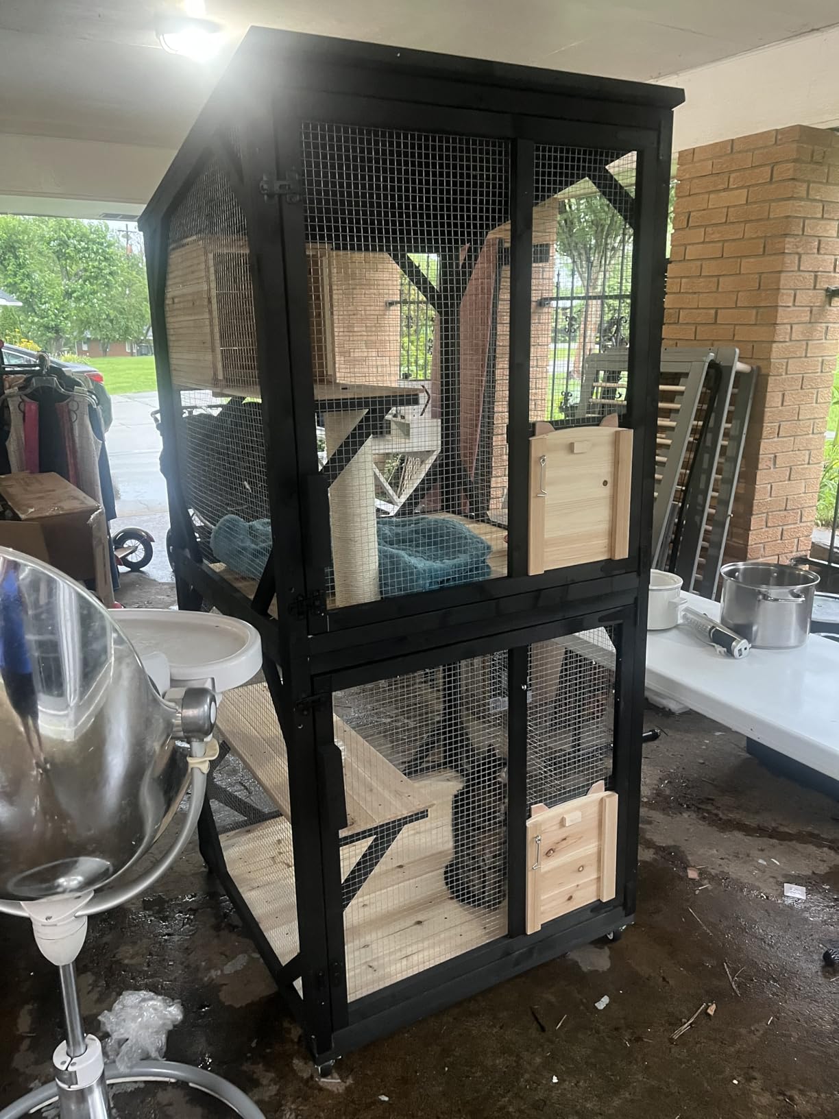 Cat Catio Cat House Outdoor Enclosure Window Large Outside Patio, 4 Wheels, Removable Floor, Scratching Post Sisal Ball Waterproof Roof customer photo 1