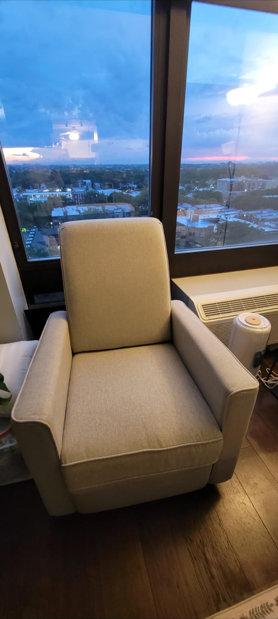 Evolur Raleigh Upholstered Manual Glider Recliner - Rocking & 360° Swivel with Smooth Glide - Greenguard Gold & FSC Certified - Modern Nursery and Living Room Chair in Light Sand customer photo 2