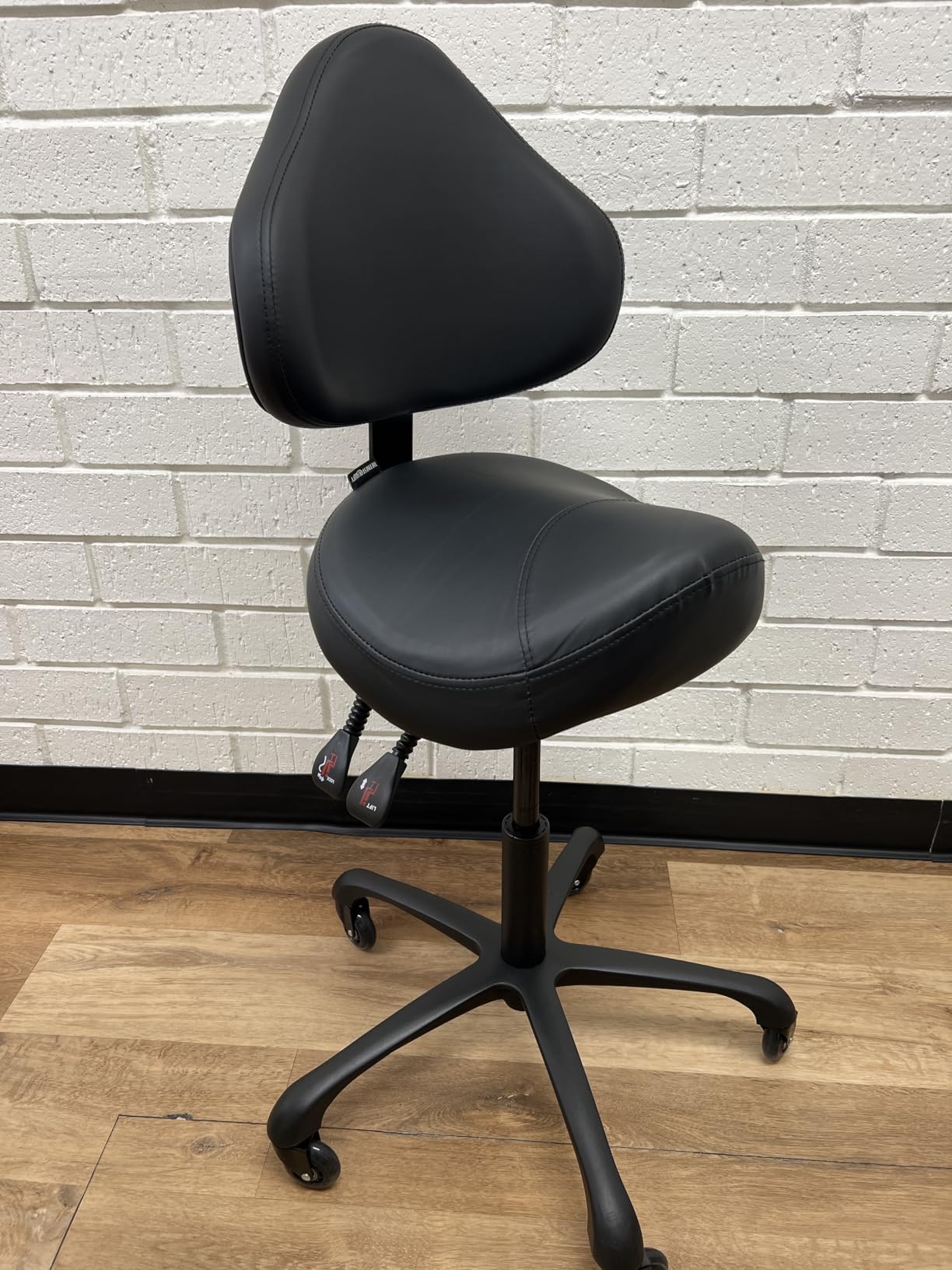 Ergonomic Saddle Chair with Back Support, Adjustable Rolling Stool | Aluminum Base, Adjustable Backrest, PU Casters, 400 lb Capacity, Dental, Salon, Spa & Office customer photo 1