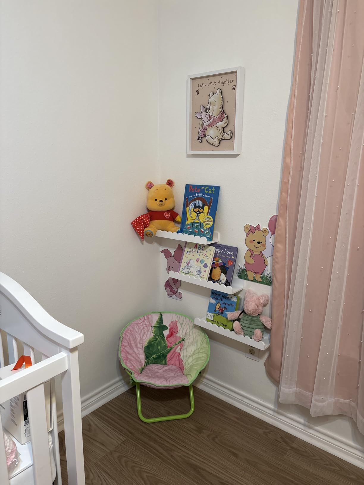 Shario Nursery Book Shelves, 4-Pack White Floating Shelves for Wall Kids, Scalloped Shelves, Wall Book Shelves for Bedroom Kids, Toddler Room, Baby Room, Nursery Decor customer photo 2