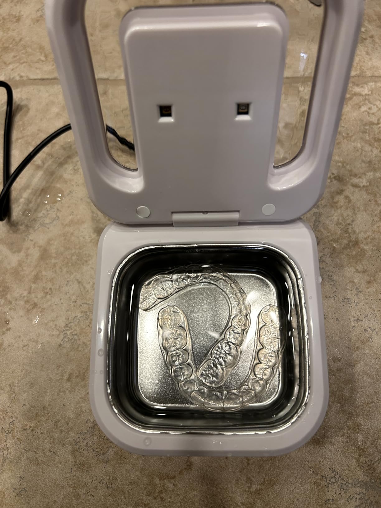 FSA HSA Eligible | 2-in-1 Ultrasonic & U-V Dental Cleaner | 42kHz Deep Cleaning Machine with Digital Timer, 180ml Pod for Retainers, Aligners, Mouth Guards | Viewing Port customer photo 2