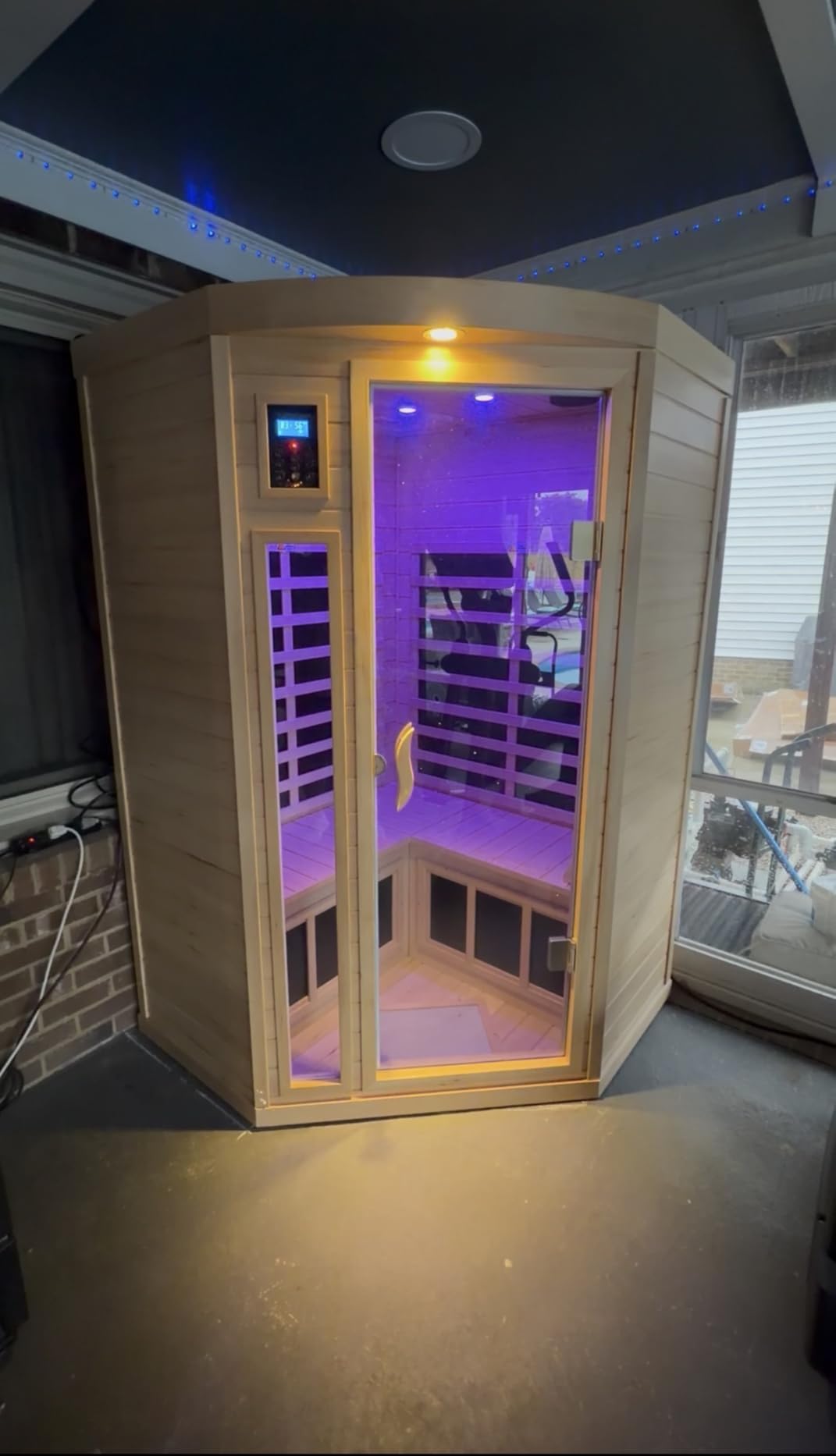 Full Spectrum Sauna, Outdoor Sauna 3 Person Infrared Sauna, Infrared Saunas for Home, 1950W 20A Low EMF Far Infrared Sauna Old Fir Wooden Sauna with Red Light Therapy, Reclining Seats customer photo 1
