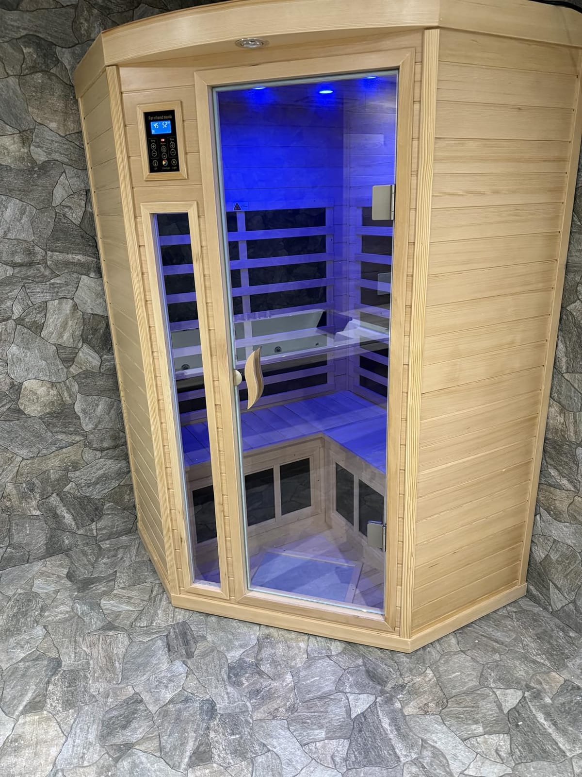 Full Spectrum Sauna, Outdoor Sauna 3 Person Infrared Sauna, Infrared Saunas for Home, 1950W 20A Low EMF Far Infrared Sauna Old Fir Wooden Sauna with Red Light Therapy, Reclining Seats customer photo 2