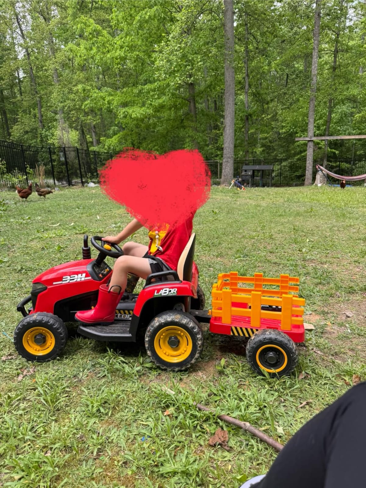 24V Ride On Tractor w/Tiltable & Detachable Trailer, 2x75W Motors, EVA Tires, Remote Control, Bluetooth, Shifter, Music, 24V Ride on Toys for Kids (Green) customer photo 1