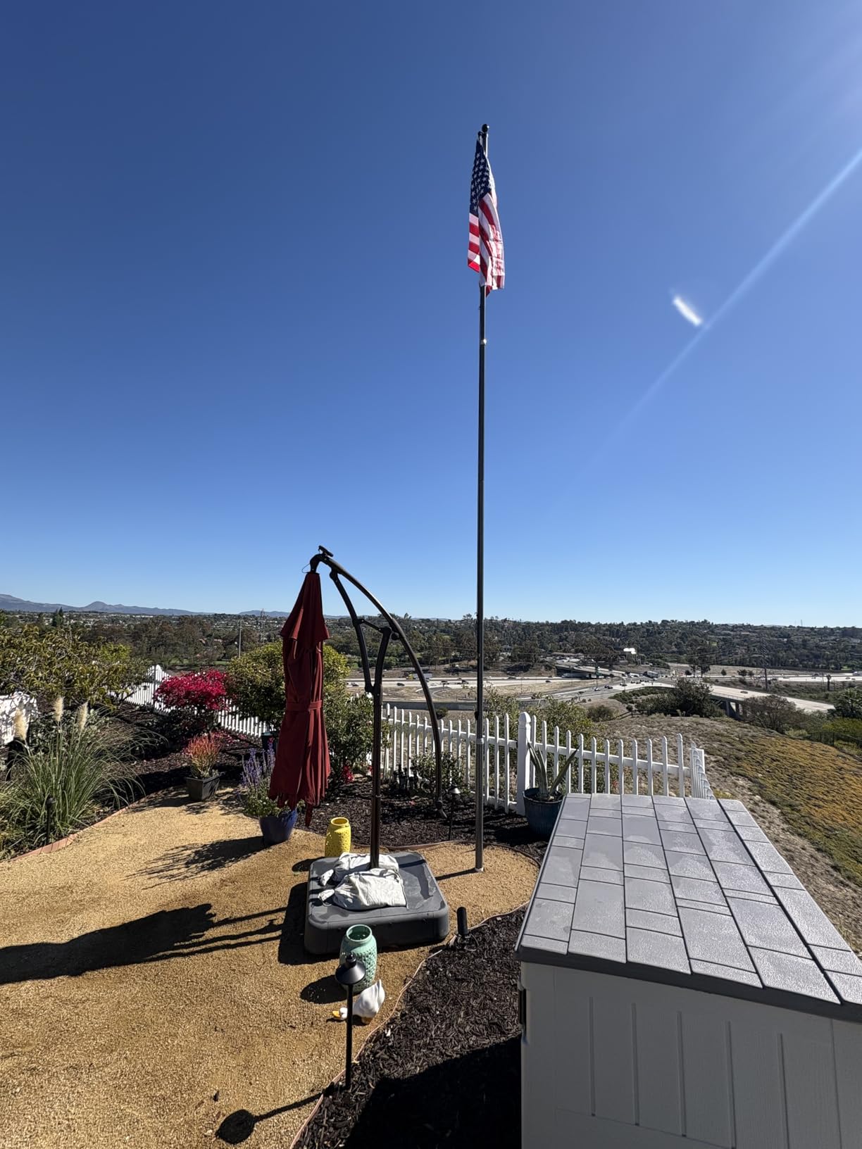 25FT Heavy Duty Flag Pole for Outside House with 3x5 USA Flag,Black | 11-Gauge Aerospace-Grade Aluminum Flagpole Kit for Yard,Residential,Commercial, Embroidered Star Flag, 120MPH Wind Tested customer photo 2