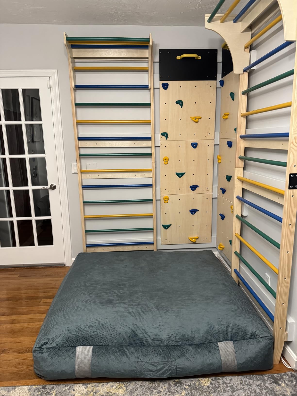 ComfyBumpy Rock Climbing Wall for Kids | Indoor Playground Play Gym Set with Drawing Blackboard & 12 Non-Slip Holds | Durable Wooden Climber for Ages 3+ | 132 lbs Capacity | Easy Assembly customer photo 2