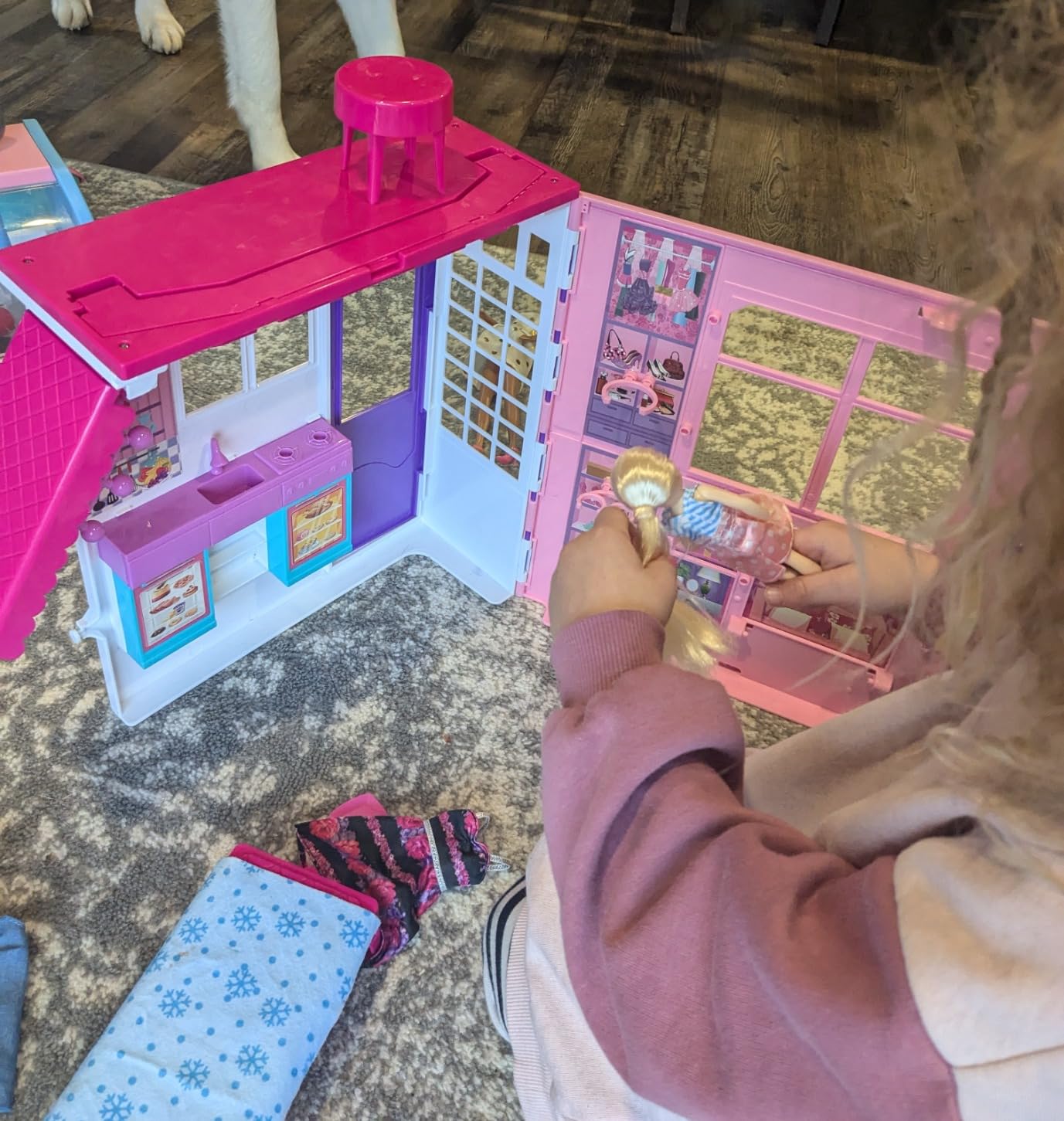 Style Shine Portable Doll House, Foldable Dollhouse with 60+ PCS & 2 Dolls | Play House Toys with Bedroom Kitchen Furniture Camping Playset, Playhouse Gift for Girls Kid Toddler Age 3+ customer photo 1