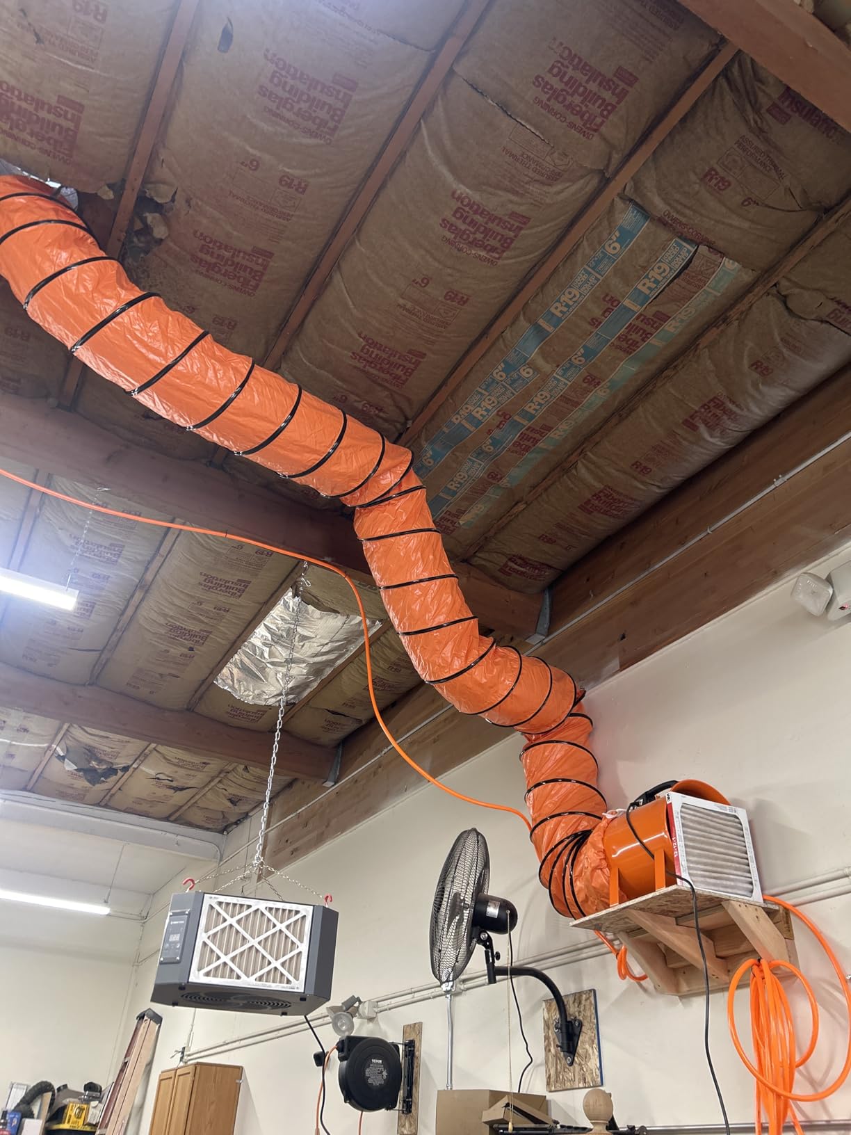 VEVOR Air Mover Blower Fan 12 in, 3198CFM 585W, Portable Ventilator, Orange | Heavy Duty Cylinder Fan with 16.4ft Flexible Duct, Industrial Exhaust Utility Blower, for Sucking Dust, Smoke, Home/Workplace customer photo 2