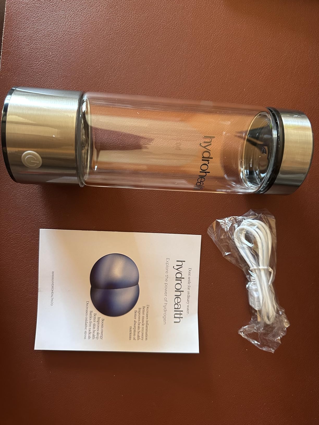 Hydrohealth Hydrogen Water Bottle for Kidney, Liver, Heart & Gut Health | 1600PPB with Advanced SPE/PEM Technology Filter | Rechargeable & Portable | Increase Energy, Strength & Metabolism - Pack of 1 customer photo 1