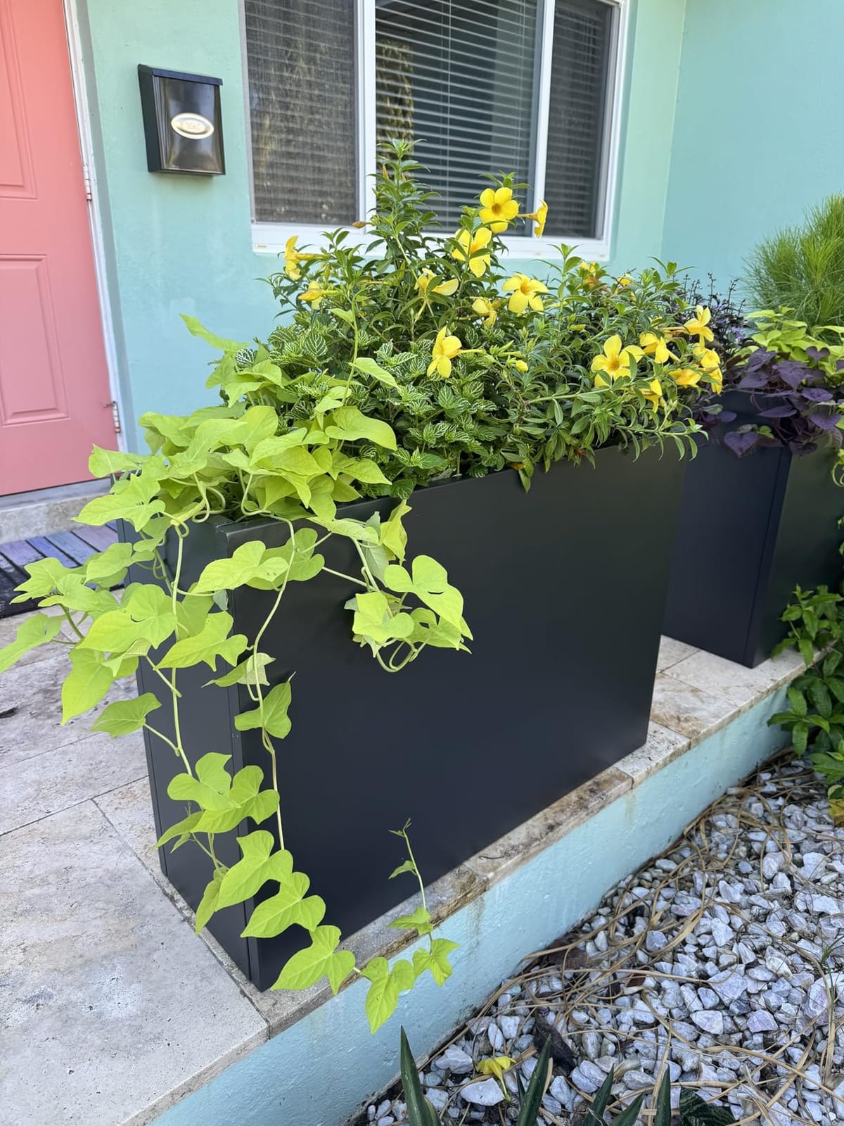 36 Inch Metal Planter Box, Large Rectangular Window Box with Drainage Holes & Rust-Proof Coating, Black customer photo 1