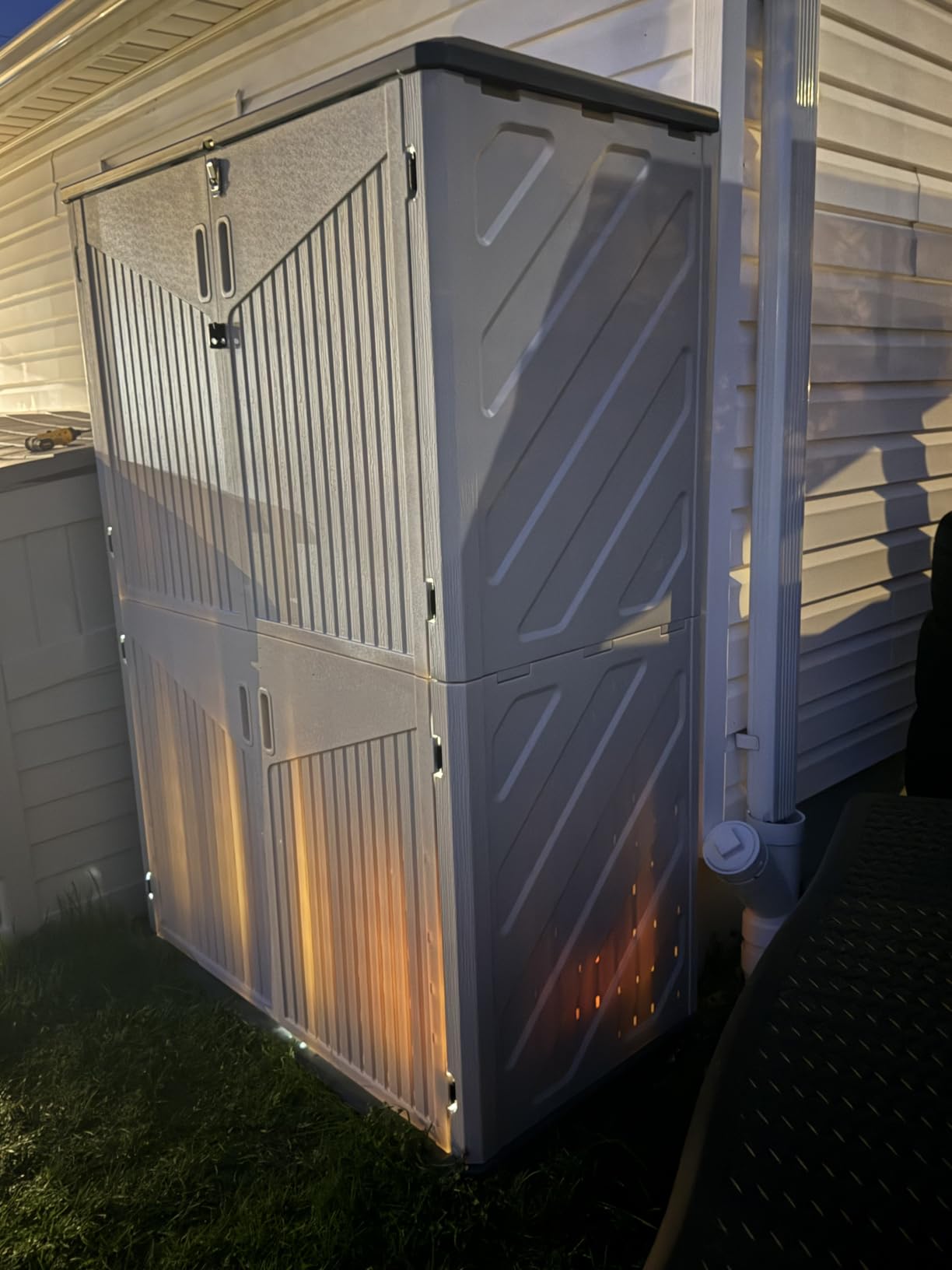Aoxun Outdoor Storage Shed, 64 Cu.Ft Vertical Resin Sheds, White | Storage Sheds with Floor, Outdoor Waterproof Storage Cabinet for Garage Storage, Pool Storage, Bike Shed, Garden Shed customer photo 2