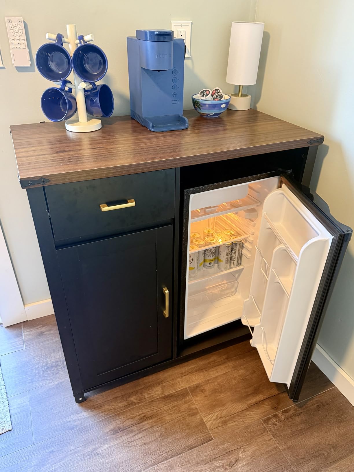 EUHOMY 3.2 Cu.Ft Mini Fridge with Freezer, Compact Refrigerator for Dorm | LED Light, 32°F to 50°F, Compressor Cooling, 38 dB, Adjustable Shelves, Reversible Door, Bedroom Use, Dorm Use customer photo 1